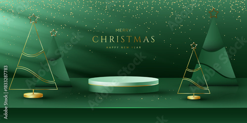 A luxurious green Christmas background
