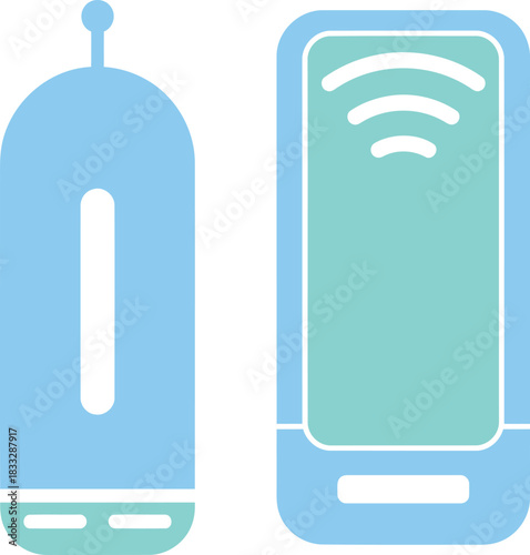 Futuristic Wireless Gadget Icons Vector – Smart Device Minimal Illustration