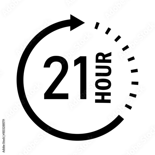 Twenty-one hour round-the-clock timer duration time icon