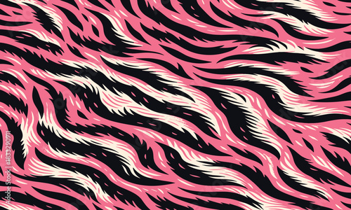 Seamless animal skin fur texture with an abstract pink design