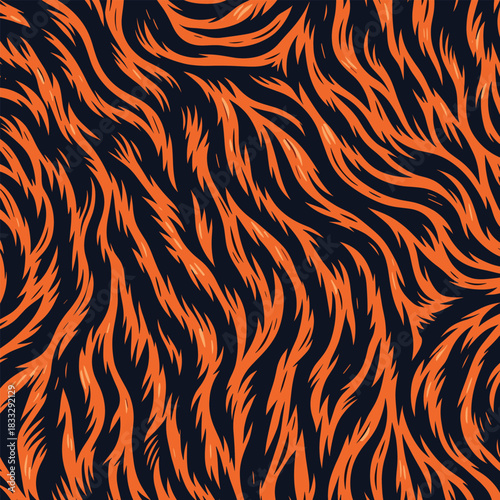 Seamless wild animal fur pattern, an abstract tiger skin texture