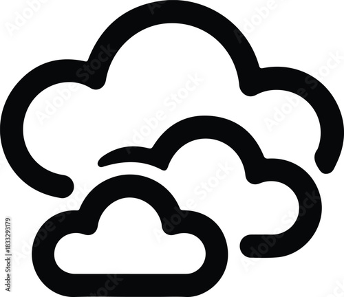 Black Cloud Icons on White Background weather symbol