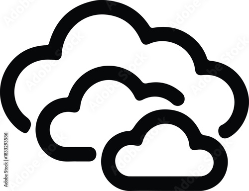 Black outline cloud icons on white background weather icon
