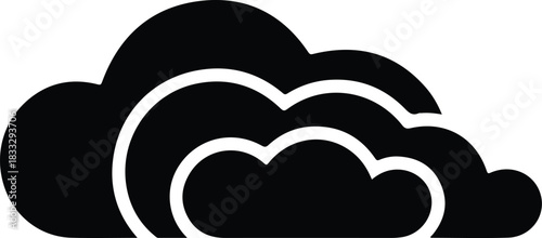 Black stylized cloud icon with layered curves black cloud