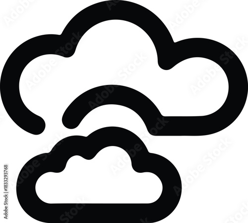 Two black cloud icons on white background weather icon