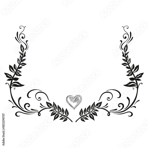 decorative frame, patterns, free space for text or initials