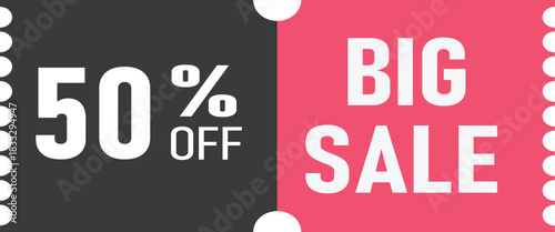 Vector couponfor 50% off. Discount coupon template isolated