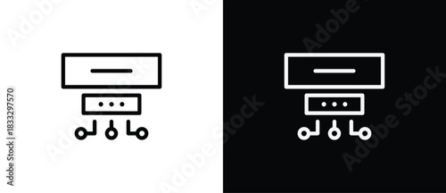 Proxy icon. Cybersecurity linear icon. Network Security, thin vector lines on a transparent and black background. Editable stroke.