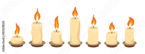 Candle Silhouette Set in Clean Vector Illustration Featuring Religious, Commemorative, and Party Flame Elements with Simple Black Shapes and Decorative Icons for Creative Design and Graphic Use
