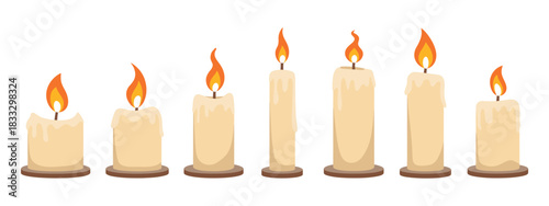 Candle Silhouette Set in Clean Vector Illustration Featuring Religious, Commemorative, and Party Flame Elements with Simple Black Shapes and Decorative Icons for Creative Design and Graphic Use