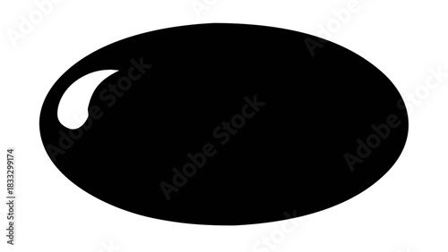 Black oval shape, glossy effect, vector icon, abstract symbol