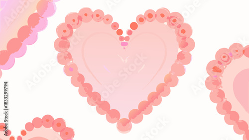 Soft pink heart shape decorated with pearls on white background