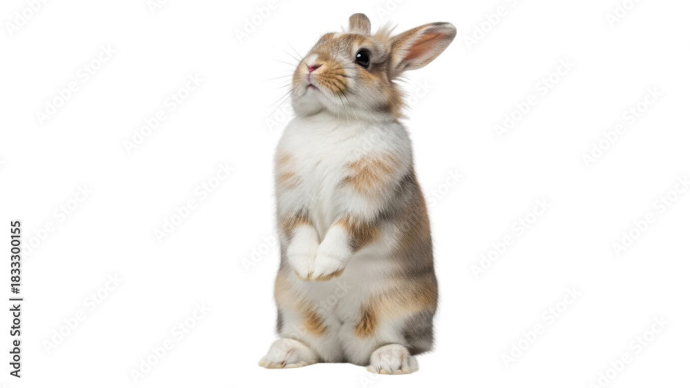 Obraz premium Adorable rabbit standing on hind legs isolated PNG with Transparent Background