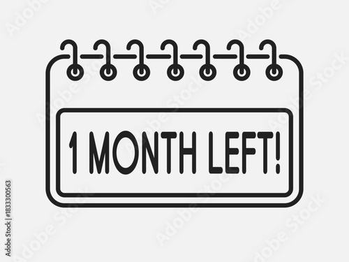 Countdown monthly calendar icon - 1 month left