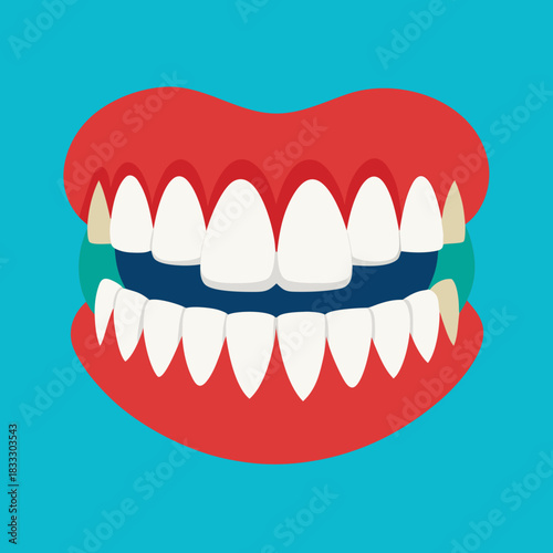 Dentures with Healthy White Teeth and Gums for Dental Care Advertising, Perfect for Dentists, Oral Hygiene Brands, and Health Awareness Campaigns about Cleanliness and Smiles