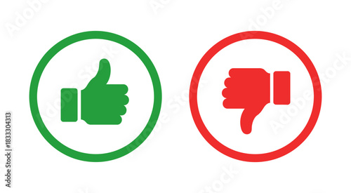 Thumb Up and Thumb Down Icon Set in Clean Vector Illustration Featuring Positive and Negative Hand Gestures, Simple Feedback Symbols, Approval and Disapproval Graphics for Modern Design Use