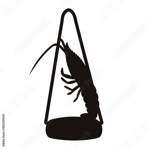 Black Silhouette Illustration of a Shrimp in a Bag for seafood concept