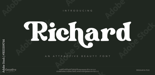 Richard typography beauty fashion elegant minimalist serif italic fonts decorative wedding vintage retro logos. Minimal luxury font alphabet logo. Vector illustration