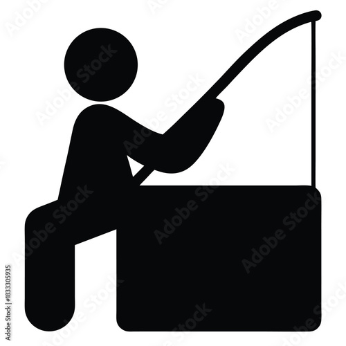 Icon of a person fishing while sitting at a fishing hole
