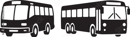 Bus Silhouette Icon Set City Shuttle and Long Distance Coach Designs Vector