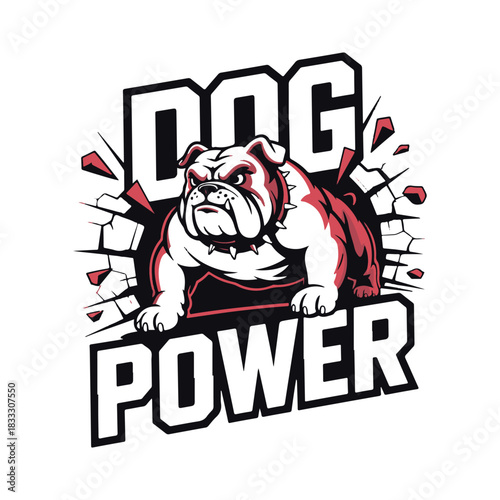 engraving vintage Bulldog standing  Dog Power vector art illustration, old vintage bulldog design.	