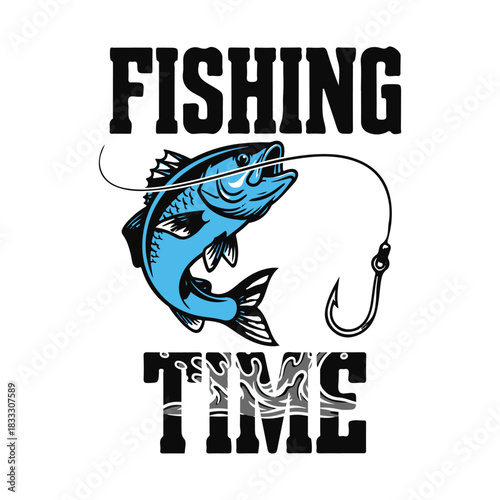 Vintage Fishing Hook with Fish engraving outline vector art illustration design, Fishing time tshirt design, hand drawn, Gone Fishing art fish design	
