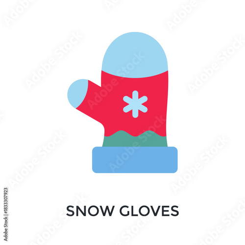 Snow Gloves Icon Flat Color Style. Vector Illustration For Graphic Design