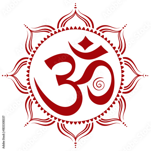 collection contains three distinct images featuring sacred symbols from Dharmic traditions, primarily rendered in shades of red and gold.