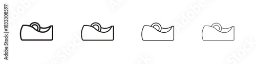 Tape dispenser icons collection web design, minimal line style