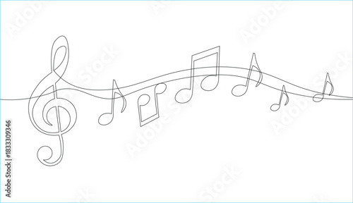 Abstract musical notation design featuring a treble clef and various notes created with dotted and dashed lines