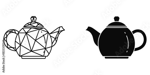 Teapot Icon Geometric and Silhouette kettle beverage
