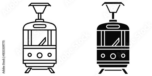 Tram or Streetcar Icons trolley public transport