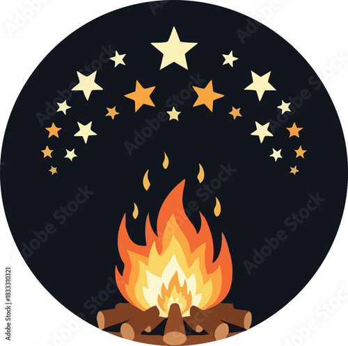 Campfire Under the Stars A Cozy Night Scene Illustration