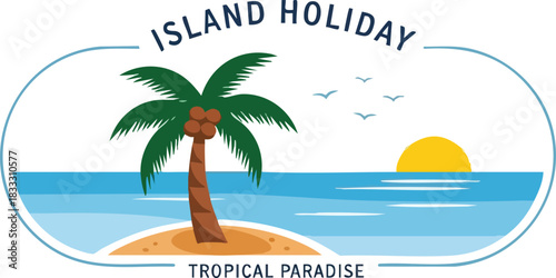 Island Holiday Escape Tropical Beach Getaway with Palm Trees and Ocean View