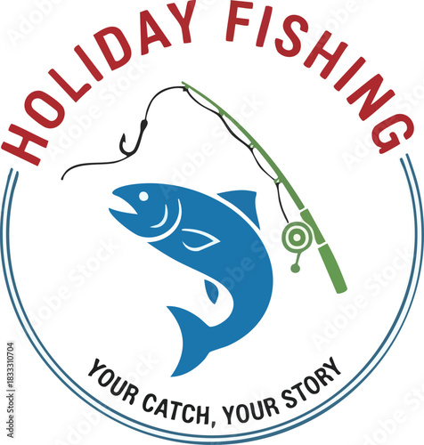 Holiday Fishing Blue Fish Logo for Your Catch Story
