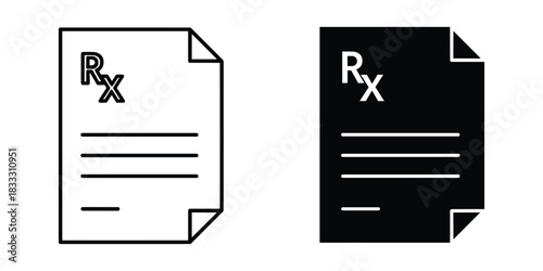 Prescription Rx Icon Outline and Silhouette medical