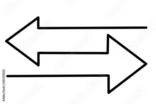  Two arrows with different direction can be used for input output process, forward sign, vertical swap. Vector illustration.