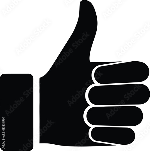 Simple black silhouette of a hand displaying a thumbs up gesture