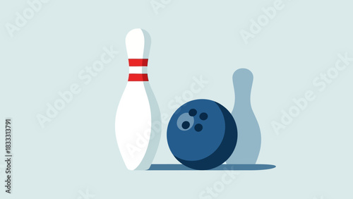 Bowling ball and pins illustration.