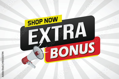 extra bonus word concept vector illustration with lines 3d style for social media landing page, template, ui, web, mobile app, poster, banner, flyer, background, gift card, coupon, label, wallpaper

