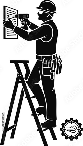 Worker installs ventilation grille for improved air quality