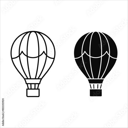 Hot Air Balloon Icon Outline and Solid Fill airship