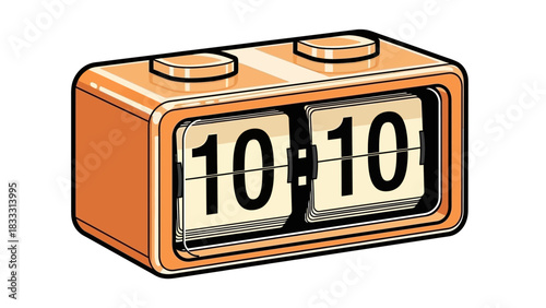 Retro Orange Flip Clock Showing Ten Ten.