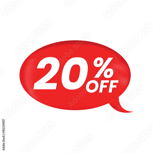 20 OFF Red Speech Bubble Discount Tag
