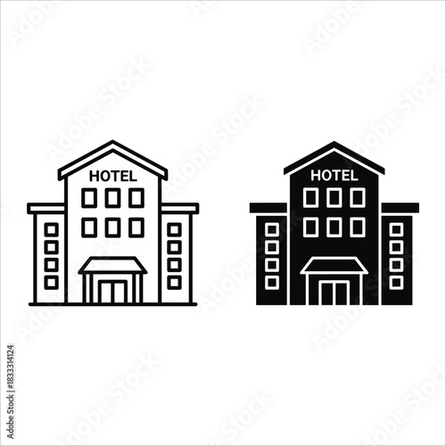 Hotel Building Icon Outline and Solid Fill accommodation