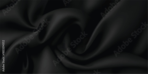 Rich Noir Black Fabric Draped in Soft Curves with Fashion-Grade Minimal Luxury Cloth Texture for Editorial Branding and Packaging