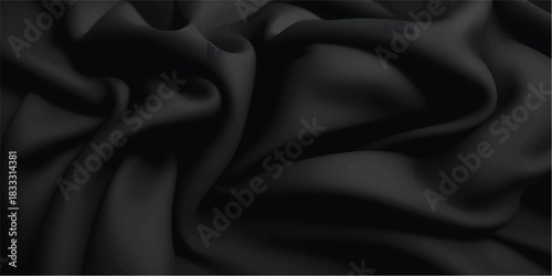 Premium Dark Silk Cloth Drapery with Rich Black Waves Creating Smooth Minimalist Luxury Fabric Background for Product Showcase