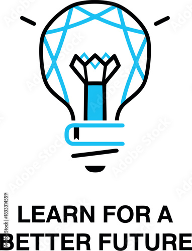 Learning for a brighter future concept with book and lightbulb