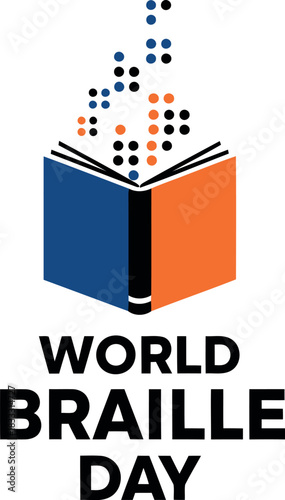 World braille day icon, open book with tactile dots rising