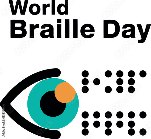 World braille day concept: visual impairment awareness symbol